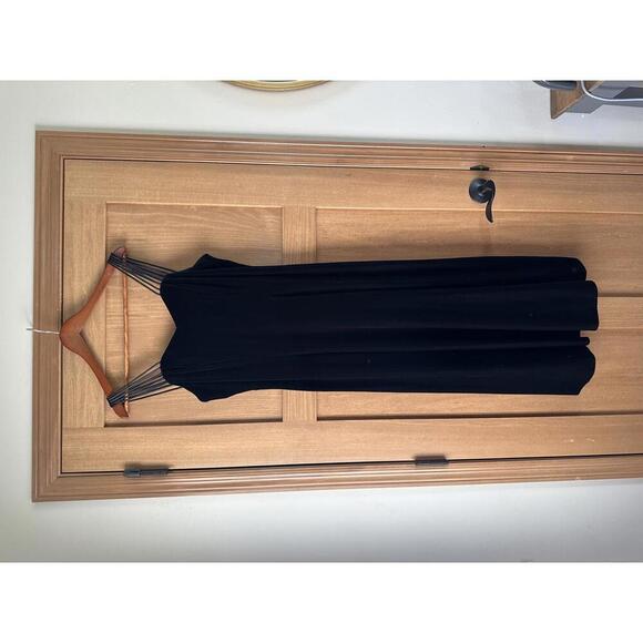 Vintage Molly Malloy Evening Black Velvet Strappy Maxi Cocktail Dress Size 14​ - Picture 2 of 9
